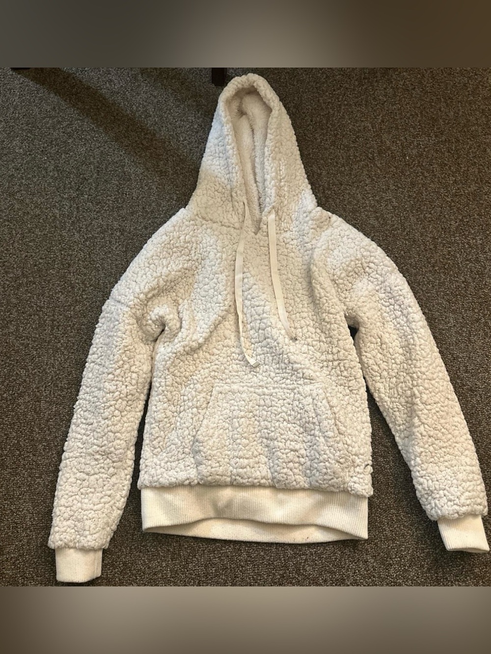 Plush Sherpa Hoodie Sweater - Cream